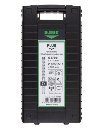 Набор буров SDS-plus V PLUS 7шт, 2-cutting (240987). Набор буров SDS-plus (5,6,8х110 мм; 6,8,10,12х160 мм). D.BOR в Первоуральске