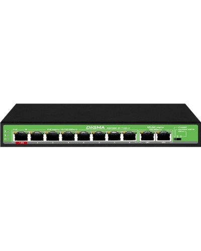 DSP208F-2F-T120 DSP208F-2F-T120 V1 (L2) 10х100Мбит/с 8PoE 8PoE+ 120W. Коммутатор с питанием по PoE. Digma в Первоуральске