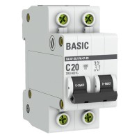 Автоматический выключатель 2P 20А (C) 4,5кА ВА 47-29 Basic (mcb4729-2-20C). Автоматический выключатель. EKF