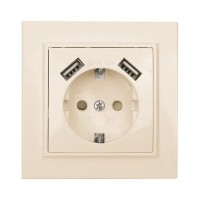 Минск Розетка 1-мест. СП с/з 16А (ERR16-028-200-2USB). Розетка 1-мест. СП с/з 16А. EKF