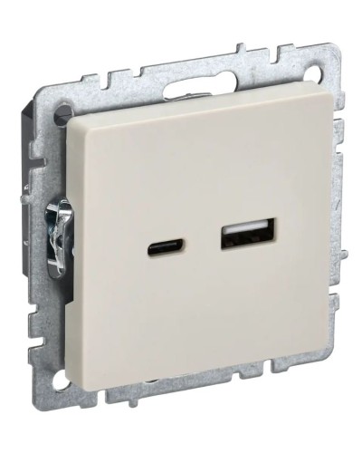 Розетка USB A+C 18Вт РЮ11-1-БрКр бежевый BRITE (BR-U22-018-K10). Розетка USB. IEK в Первоуральске