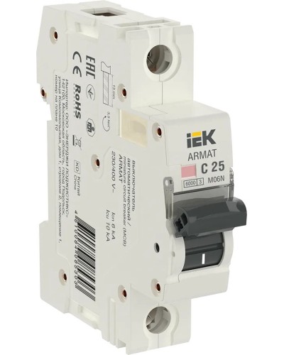M06N 1P C 25А 6кА ARMAT (AR-M06N-1-C025). Автоматический выключатель. IEK в Первоуральске
