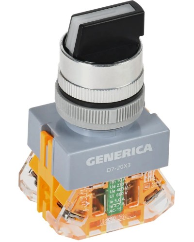Переключатель D7-20X3 на 3 положения черный GENERICA (BSW50-20X3-3-21-3-K02-G). Переключатель. IEK в Первоуральске
