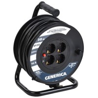 УК20 4 места 2P+PE, 20м GENERICA (WKP20-16-04-20-G). Удлинитель на катушке с термозащитой, 3х1,5кв.мм. IEK