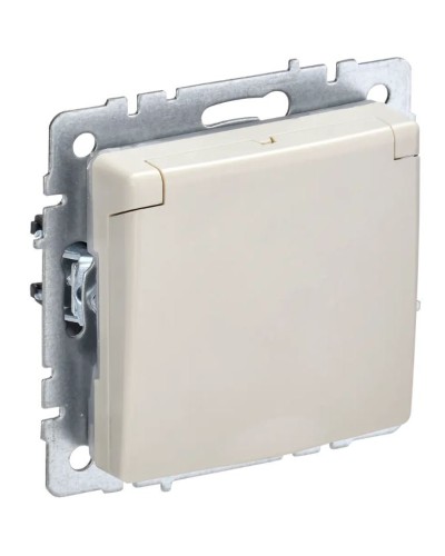 Розетка с з/к РСбш10-3-БрКр бежевый BRITE (BR-R16-16-K10). Розетка с заземлением с защитными шторками и крышкой. IEK в Первоуральске