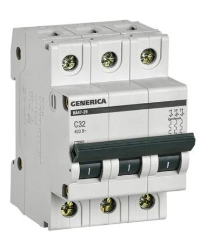 GENERICA ВА47-29 3P C 32А 4,5кА (MVA25-3-032-C). Автоматический выключатель. IEK в Первоуральске