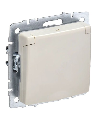 Розетка с з/к РСбш10-3-44-БрКр бежевый BRITE (BR-R16-16-44-K10). Розетка с заземлением с защитными шторками и крышкой. IEK в Первоуральске