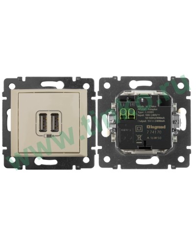 Розетка Valena двойная, USB, слоновая кость (774170). Розетка. LegranD в Первоуральске