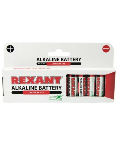 Алкалиновая батарейка AA/LR6 1,5 V 12 шт. REXANT (30-1026). Элемент питания. Rexant в Первоуральске