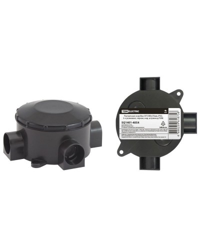Распаячная коробка ОП D80х35мм, IP42, 3-х рожковая, черная TDM (SQ1401-4054). Распаячная коробка ОП. TDM ЕLECTRIC в Первоуральске