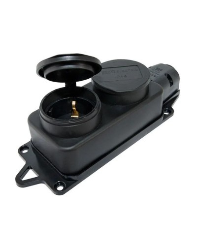 Розетка двухместная 2Р+РЕ 16А 250В IP44 (SQ0612-0037). Розетка двухместная с заглушками каучук. TDM ЕLECTRIC в Первоуральске