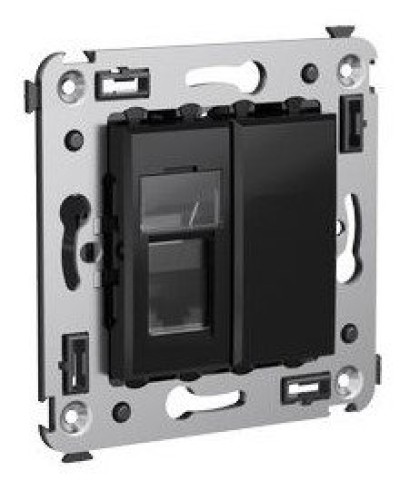 Розетка RJ-45 в стену Avanti одинарная черный квадрат (4402463). Розетка компьютерная. ДКС в Первоуральске