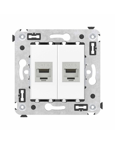 Розетка RJ-45 в стену, кат.6E, Avanti, двойная, белое облако (4400794). Розетка компьютерная модульная. ДКС в Первоуральске