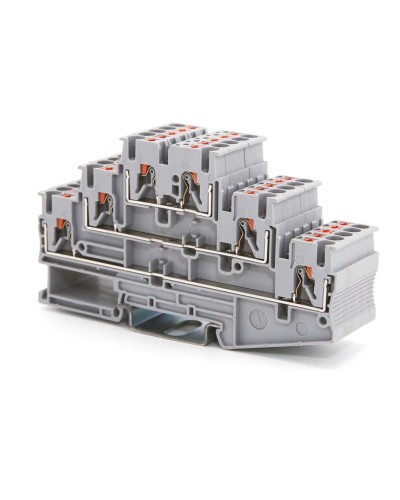 Клемма трехуровневая, зажим push-in, 2.5 кв.мм, синяя (VPR-2.5-3L-BU). Клемма проходная, 6 точки подключения. ДКС в Первоуральске