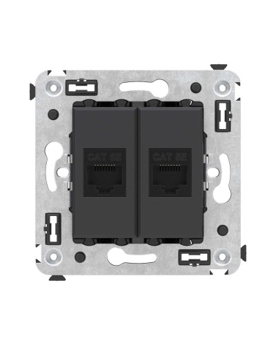 Розетка RJ-45 в стену, кат.5E, Avanti, двойная, черный матовый (4412664). Розетка компьютерная. ДКС в Первоуральске