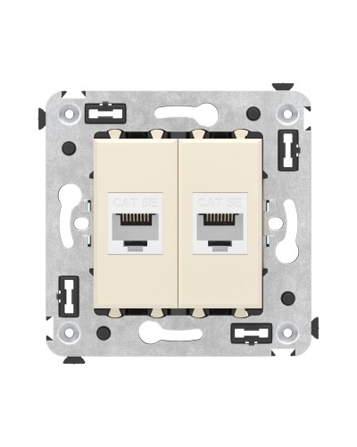 Розетка RJ-45 в стену, кат.5E, Avanti, двойная, ванильная дымка (4405664). Розетка компьютерная. ДКС в Первоуральске