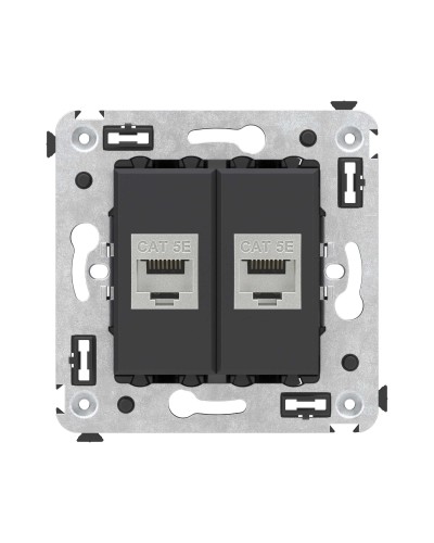 Розетка RJ-45 в стену, кат.6E, Avanti, двойная, черная матовая (4412764). Розетка компьютерная. ДКС в Первоуральске