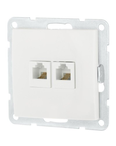 Розетка телефонная двойная 2xRJ-12 с накладкой, белый LK60 (865604-1). Розетка телефонная. Экопласт в Первоуральске