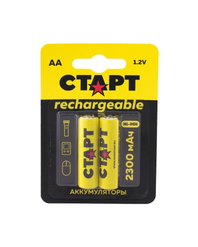 СТАРТ HR6 (AA, 2300 mah), упак. 2 шт. БЛИСТЕР. Перезаряжаемые аккумуляторы. СТАРТ в Первоуральске